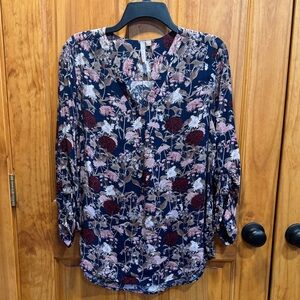 Navy Floral Women's Blouse